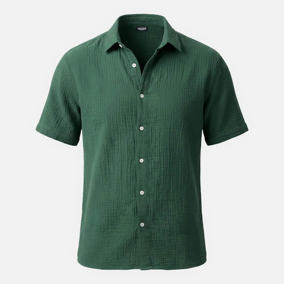Men's Classic Cotton Crinkled Texture Short Sleeve Shirt ElevenOasis