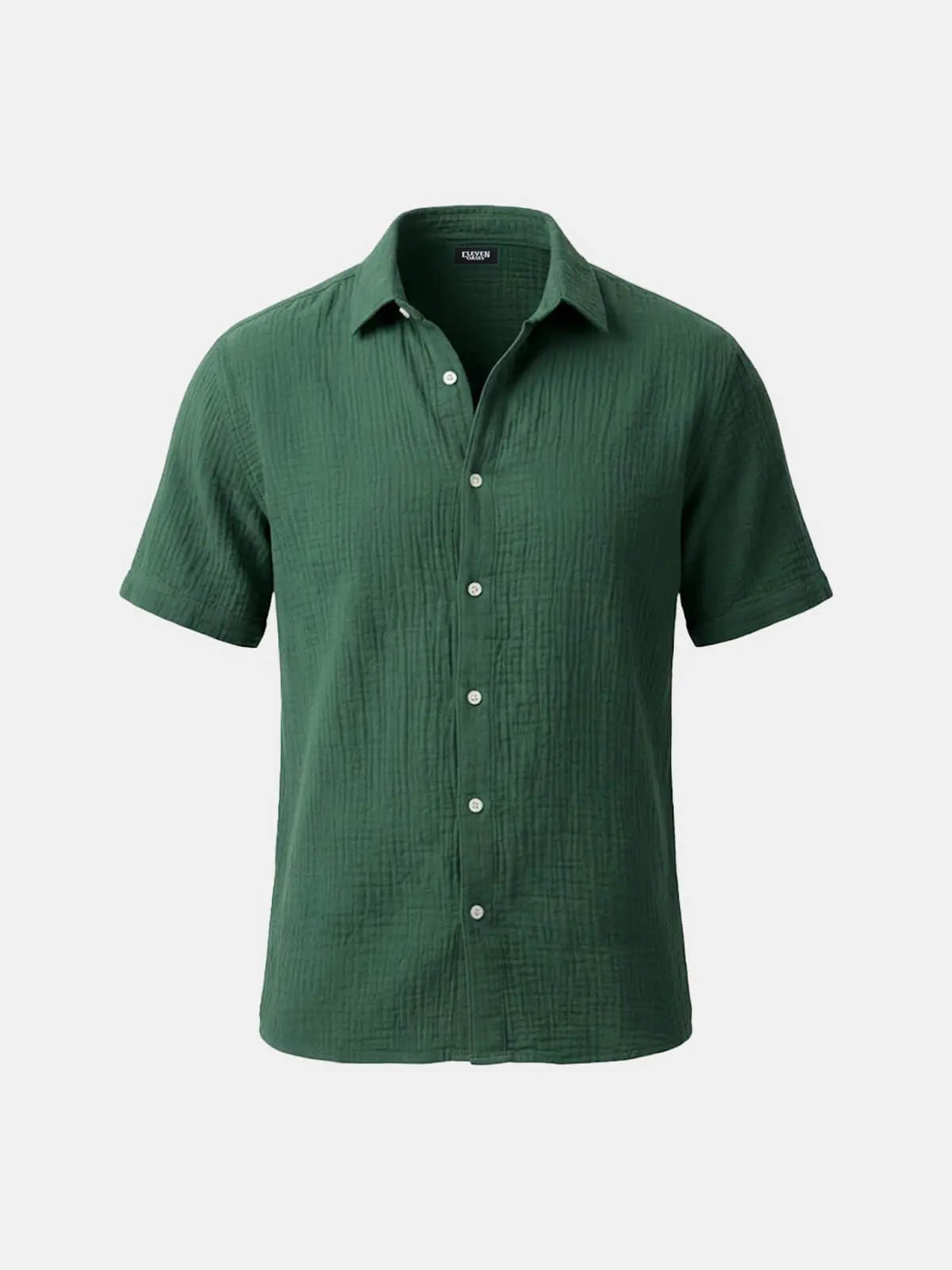 Men's Classic Cotton Crinkled Texture Short Sleeve Shirt ElevenOasis