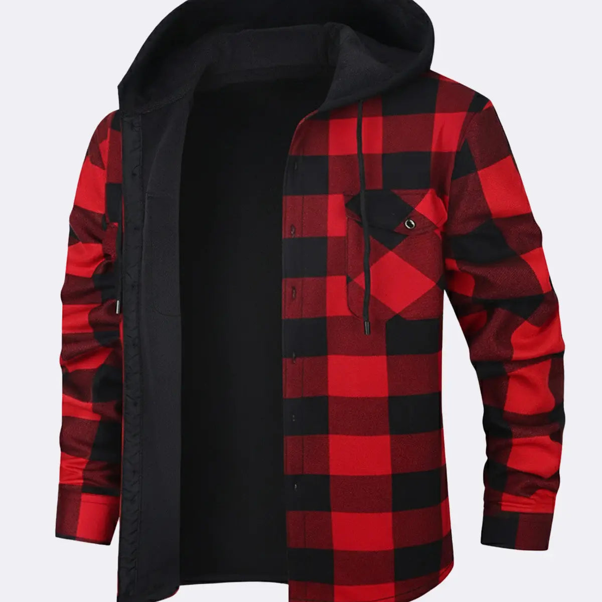 Men's Hooded Fleece Lined Flannel Shirt Jacket ElevenOasis