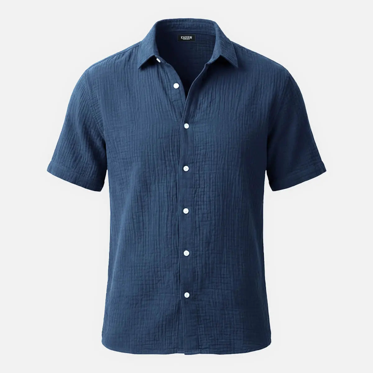Men's Classic Cotton Crinkled Texture Short Sleeve Shirt ElevenOasis
