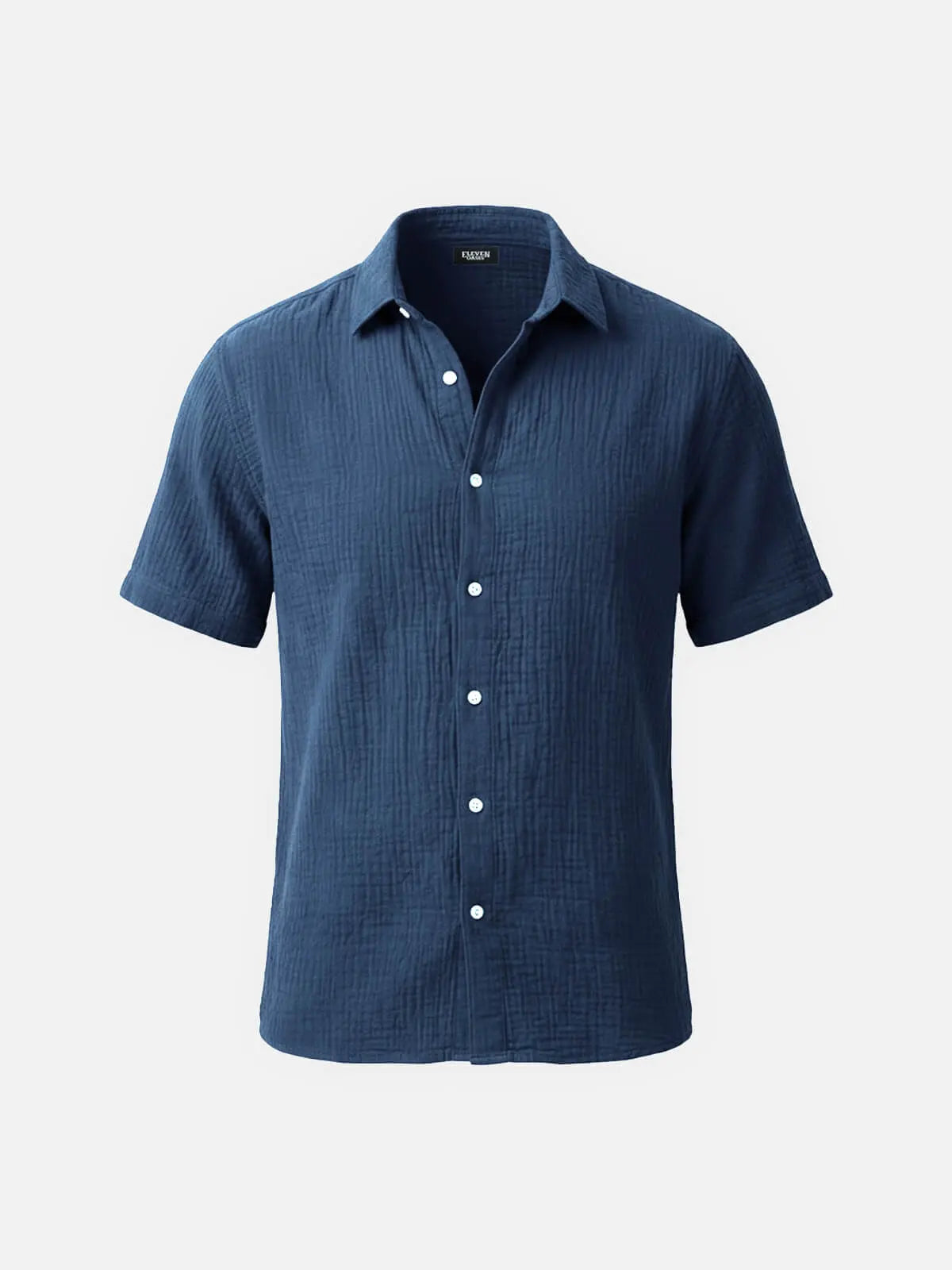 Men's Classic Cotton Crinkled Texture Short Sleeve Shirt ElevenOasis