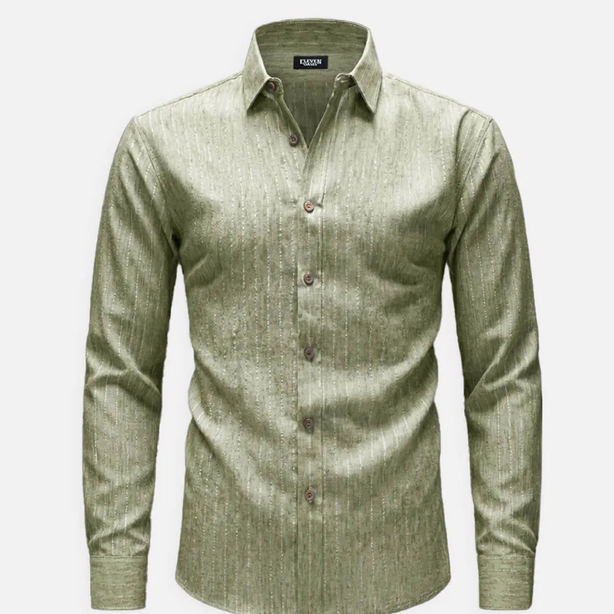 Men's Subtle Sheen Striped Long Sleeve Shirt ElevenOasis