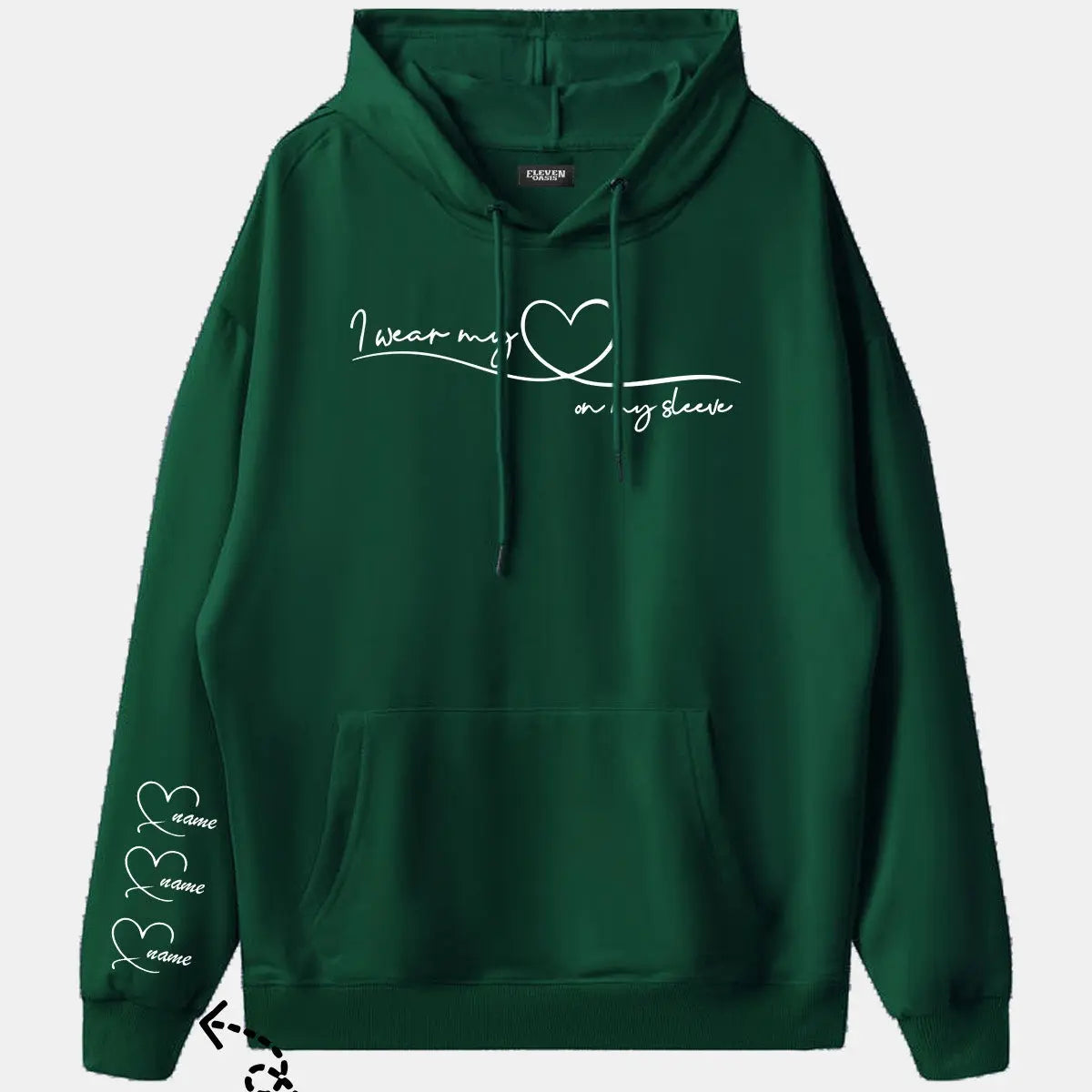Custom Heart Sleeve Hoodie Eleven Oasis