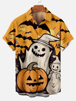 Black and White Halloween Cartoon Pattern Men's Short Sleeve ShirtMens short sleeve shirts Big and tall Mens shirts Short sleeve shirts for men Mens 4xl shirts Casual short sleeve shirts