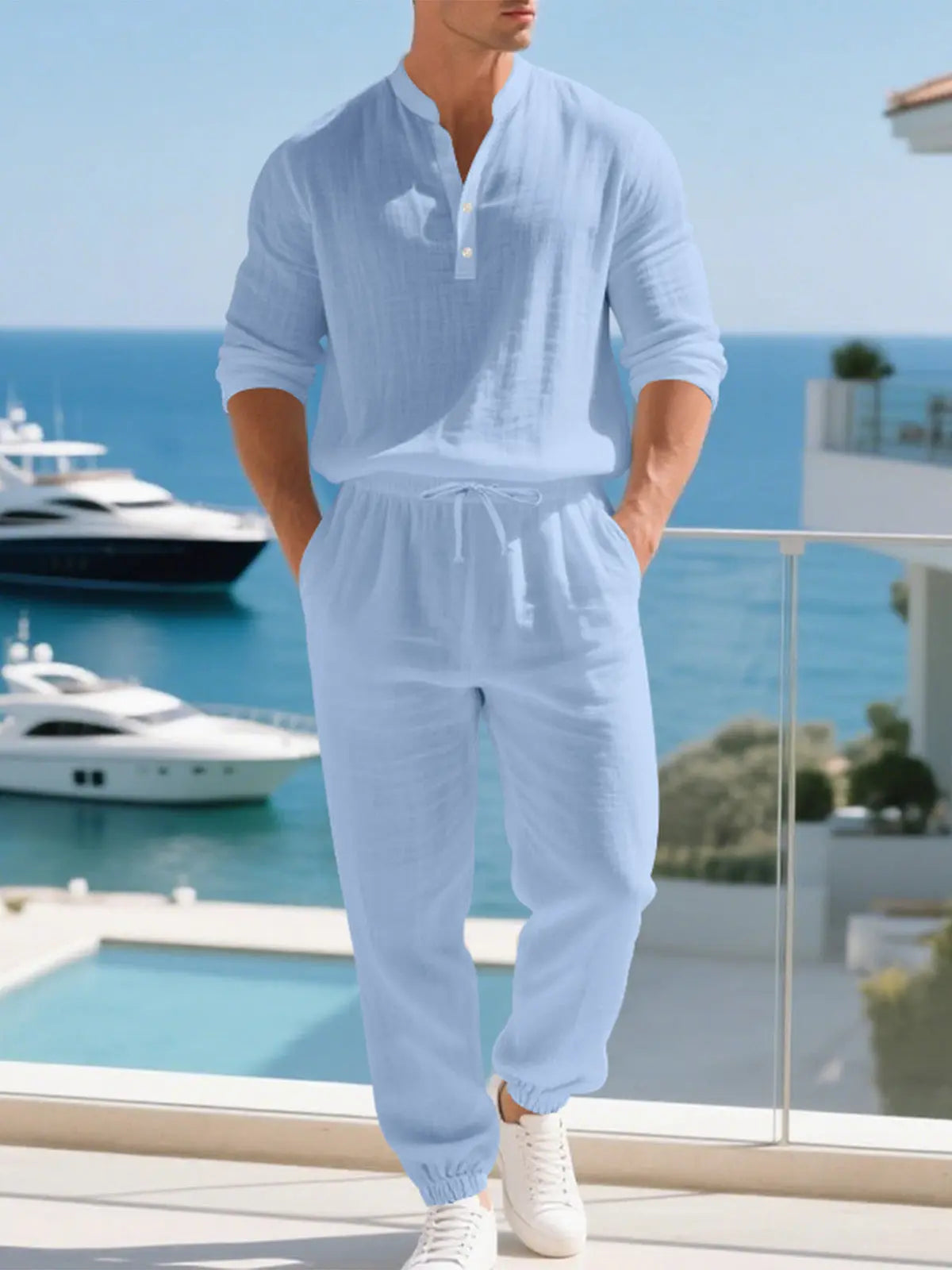 Men's Linen Long Sleeve Set ElevenOasis