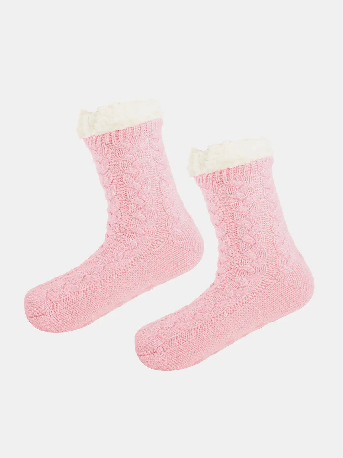 Cable Knit Sherpa-Lined Slipper Socks ElevenOasis