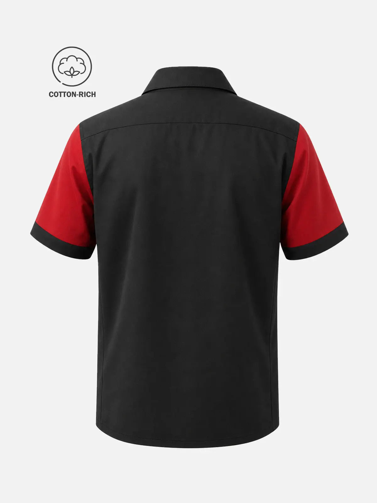 Men's Cotton Contrast Sleeve Piped Bowling Short Sleeve Shirt Eleven Oasis