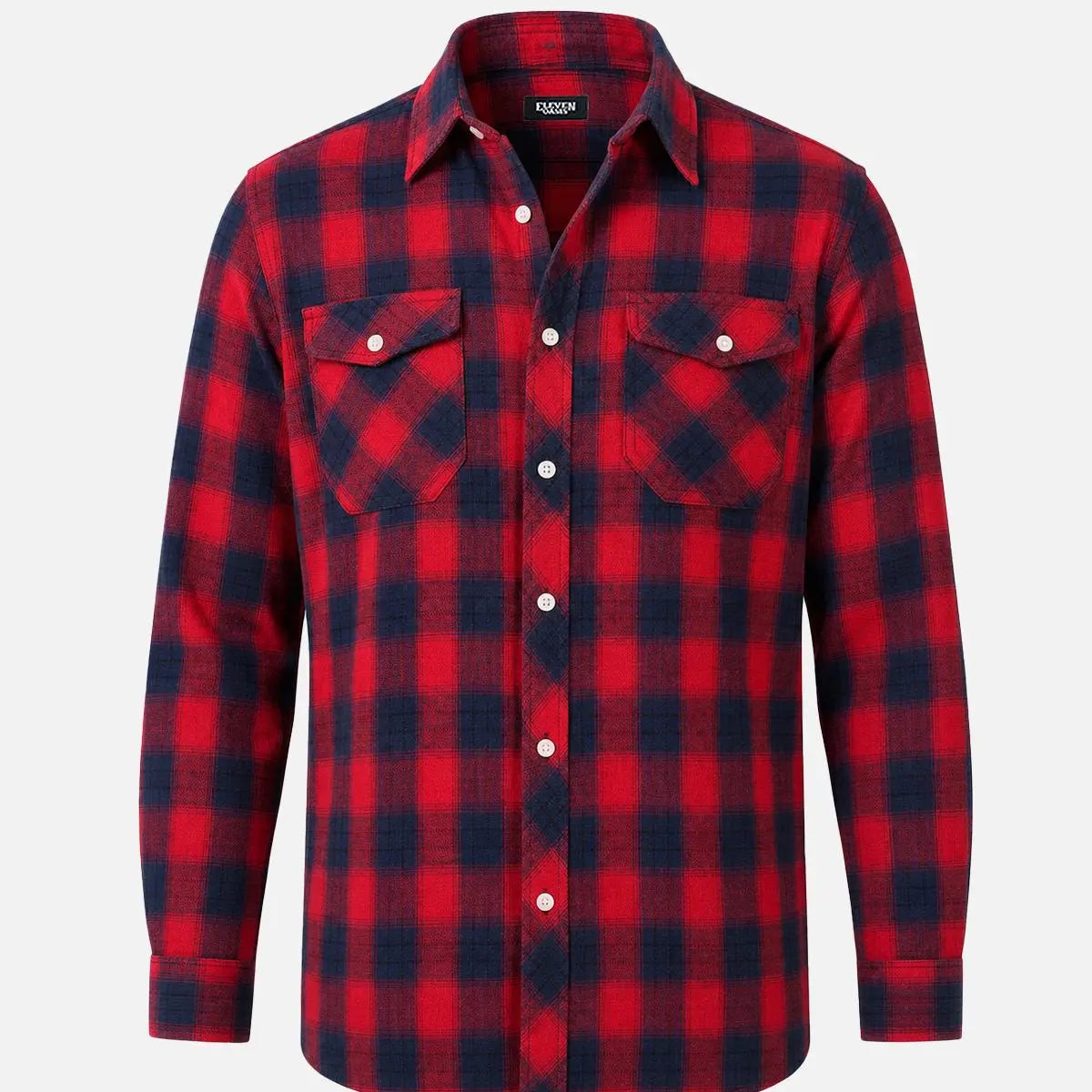 Men's Brushed Plaid Double Pocket Long Sleeve Flannel Shirt Eleven Oasis