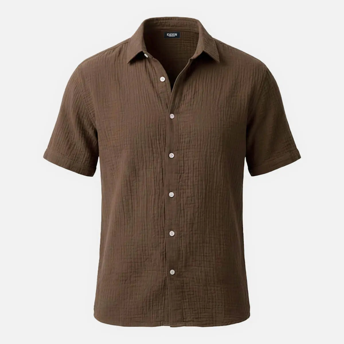 Men's Classic Cotton Crinkled Texture Short Sleeve Shirt Eleven Oasis