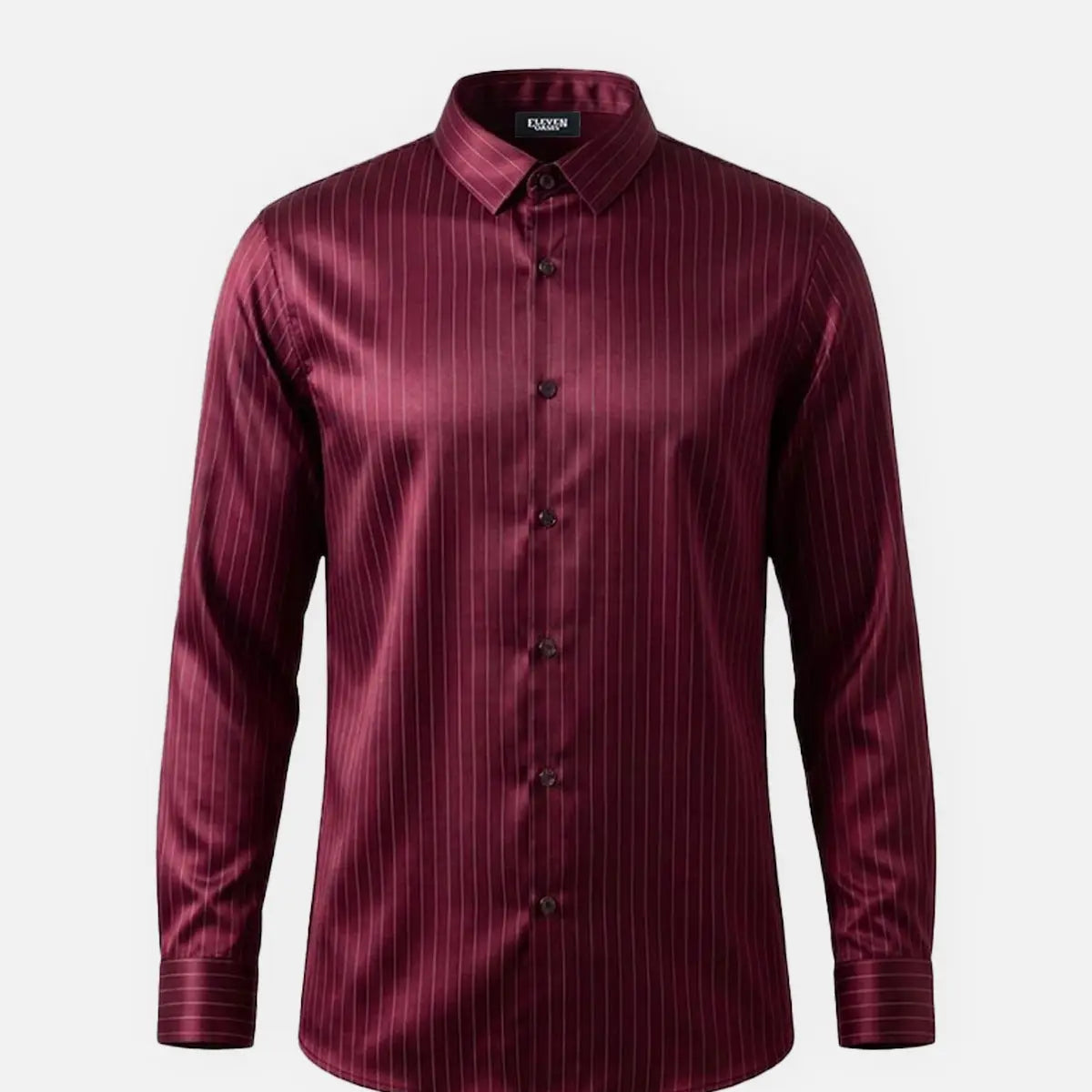 Men's Classic Pinstripe Stretch Slim Fit Long Sleeve Shirt Eleven Oasis
