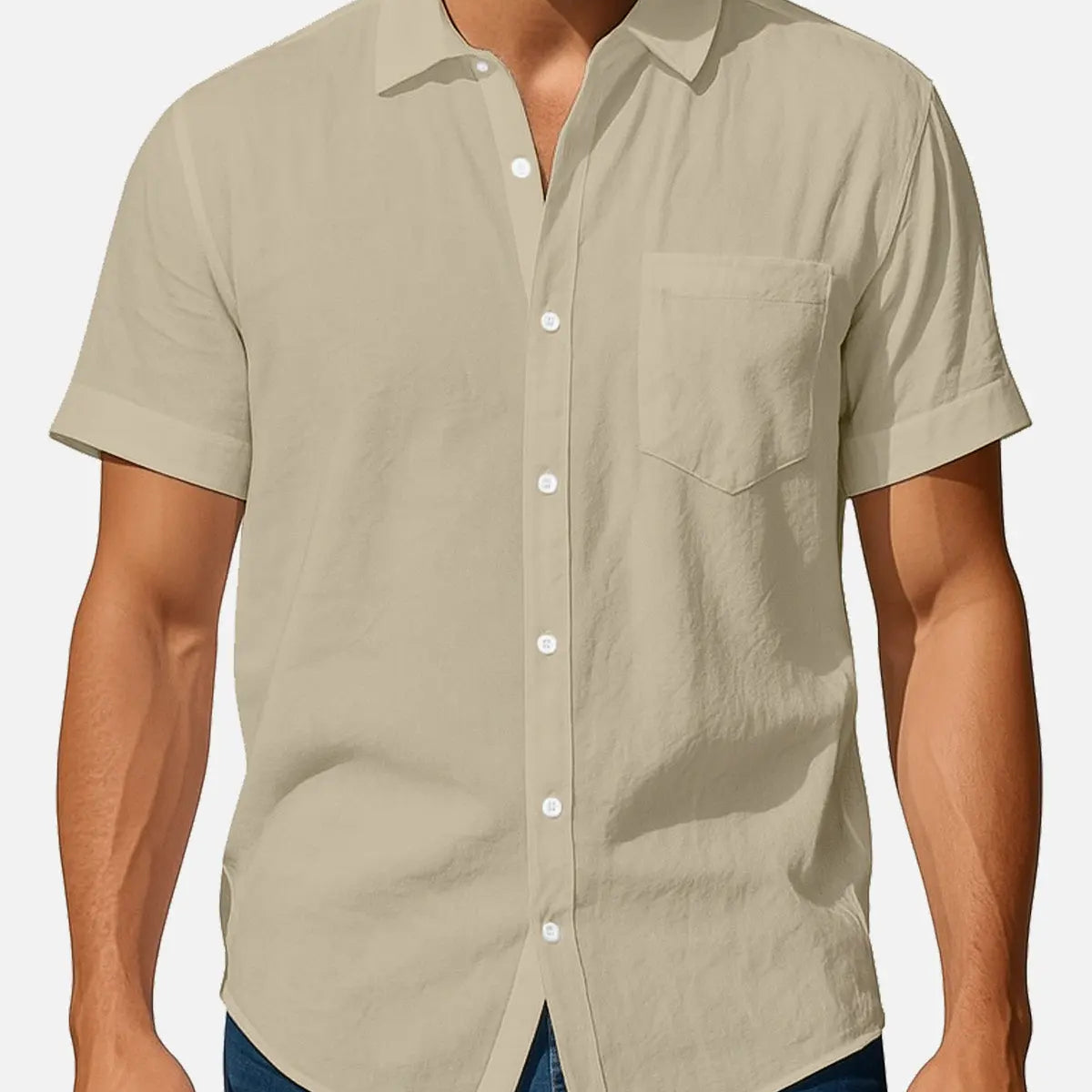 Men's Classic Linen Blend Short Sleeve Shirt Eleven Oasis