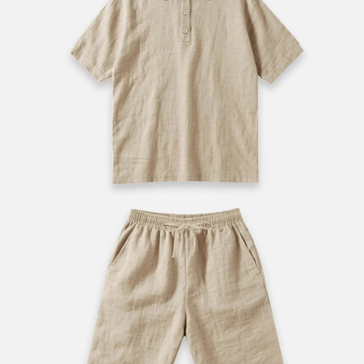 Men's Linen Blend Polo Short Set ElevenOasis