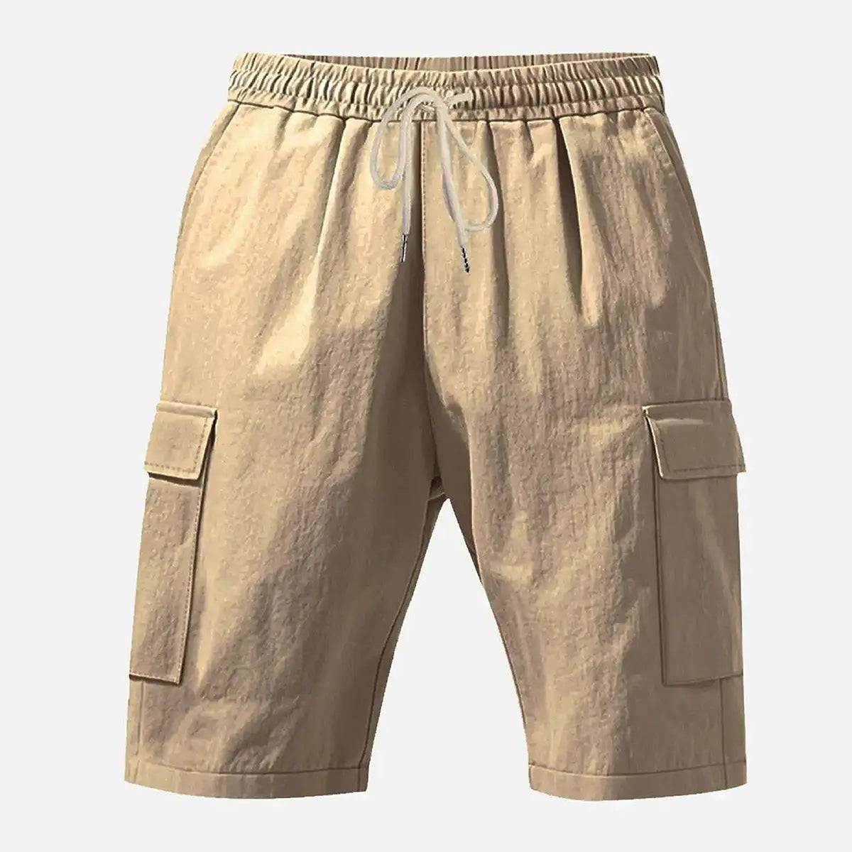 Men's Solid Color Linen Shorts Waist Drawstring Cargo Shorts ElevenOasis