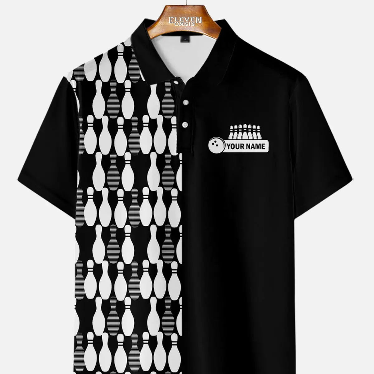 Men's Custom Kingpin Lanes Short Sleeve Polo Shirt Eleven Oasis