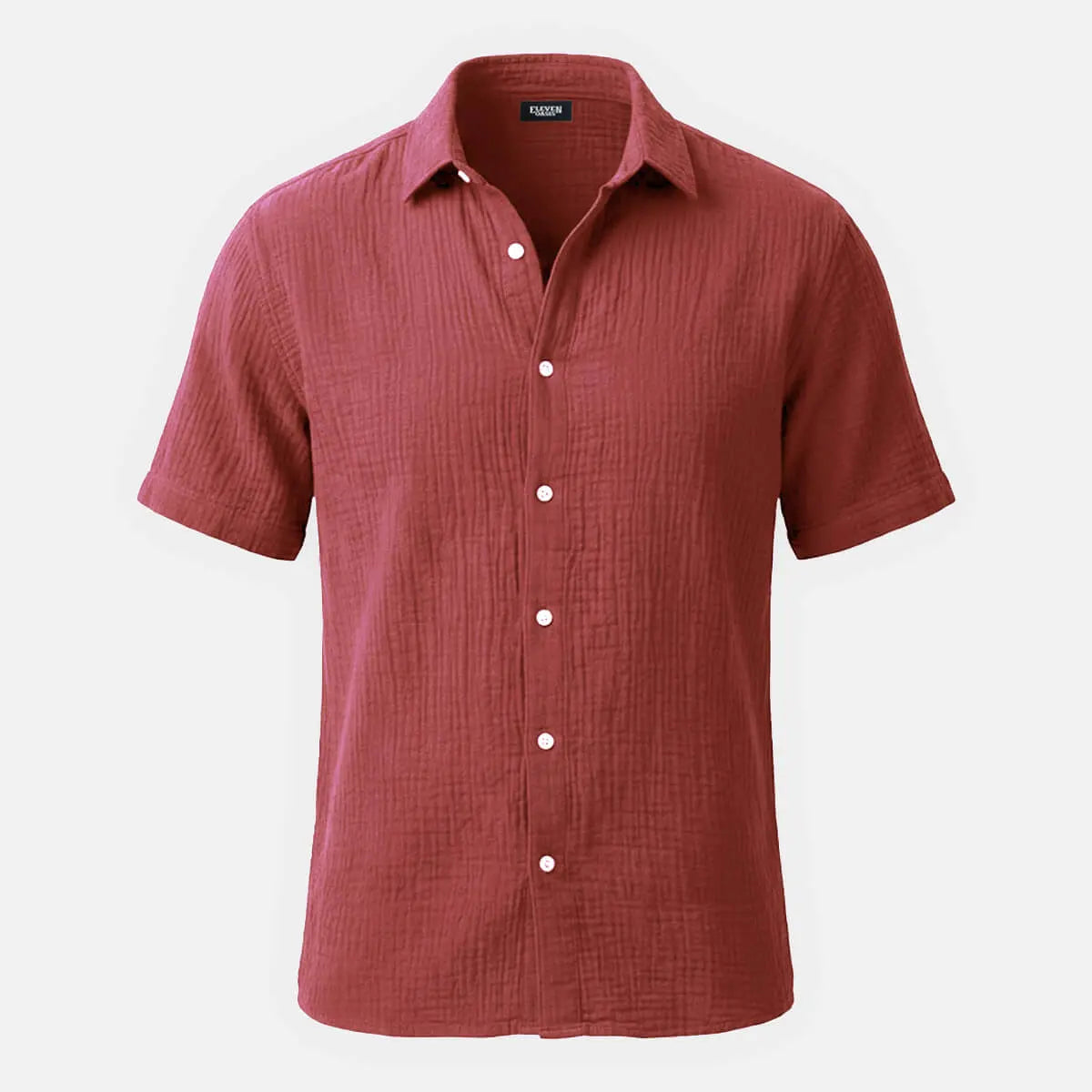 Men's Classic Cotton Crinkled Texture Short Sleeve Shirt ElevenOasis