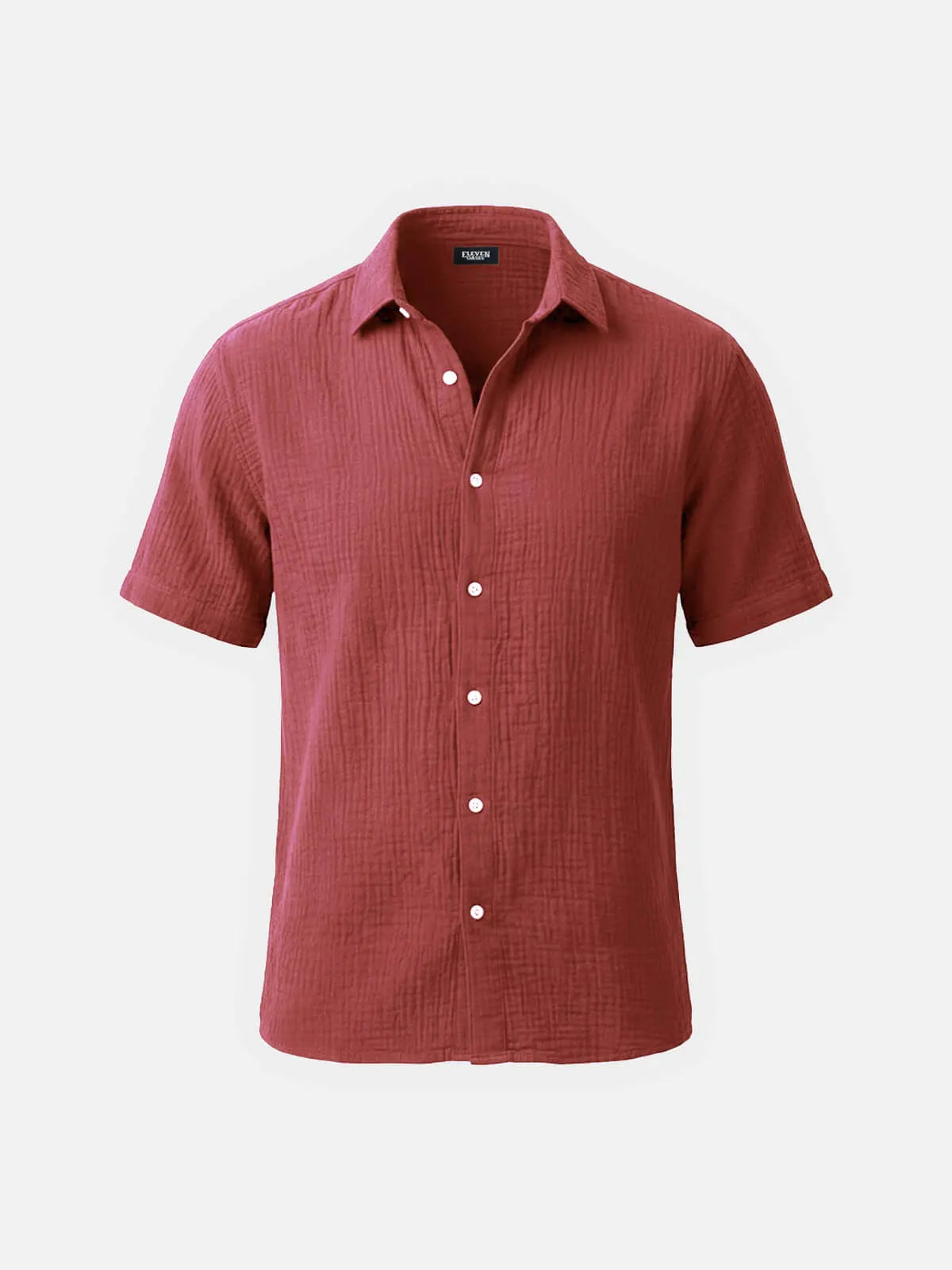 Men's Classic Cotton Crinkled Texture Short Sleeve Shirt ElevenOasis