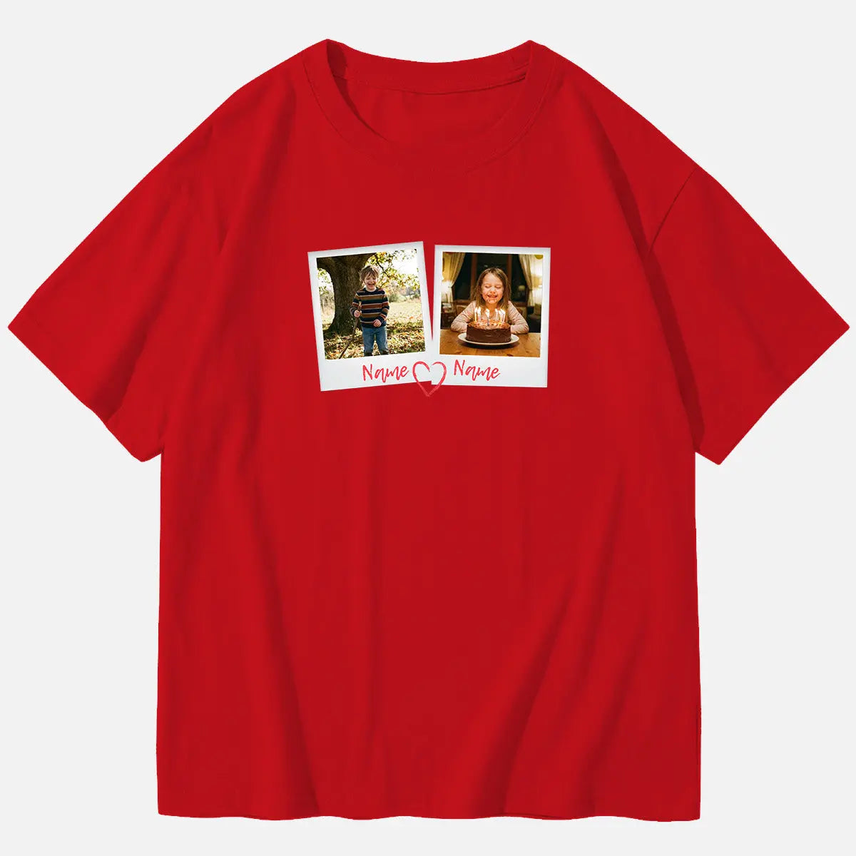 Custom Photos & Names Cotton Short Sleeve T-Shirt Eleven Oasis
