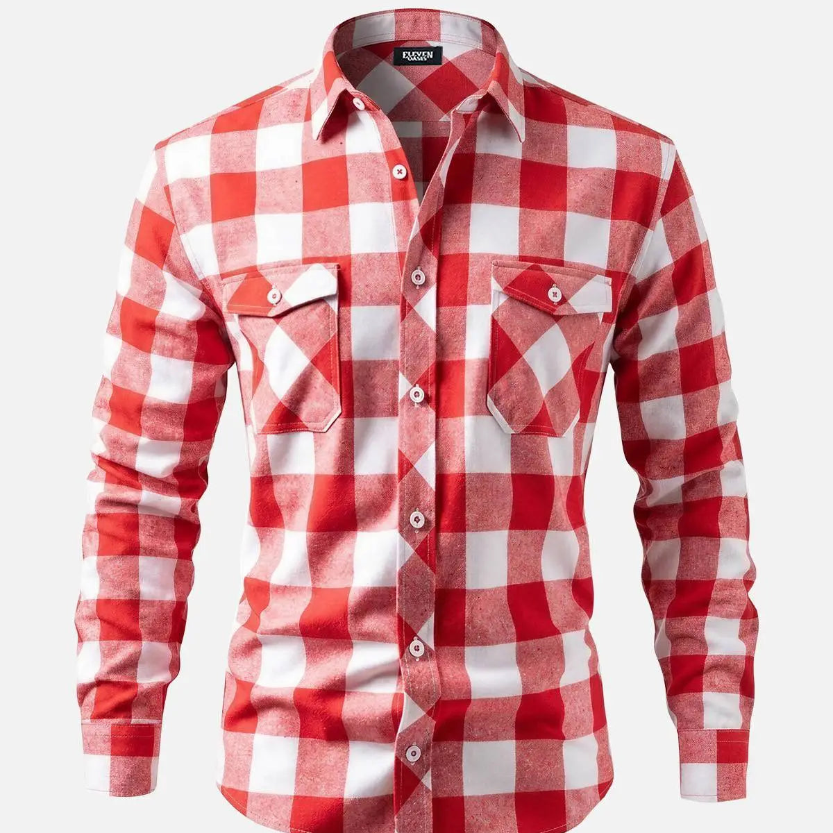 Men's Brushed Buffalo Check Double Pocket Long Sleeve Flannel Shirt Eleven Oasis