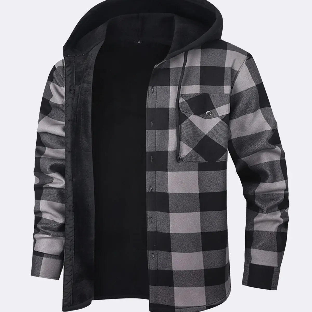 Men's Hooded Fleece Lined Flannel Shirt Jacket ElevenOasis