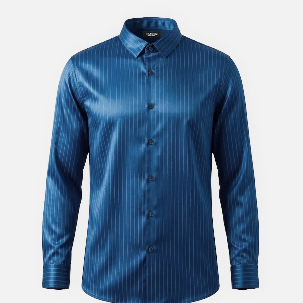 Men's Classic Pinstripe Stretch Slim Fit Long Sleeve Shirt Eleven Oasis