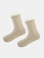 Cable Knit Sherpa-Lined Slipper Socks ElevenOasis