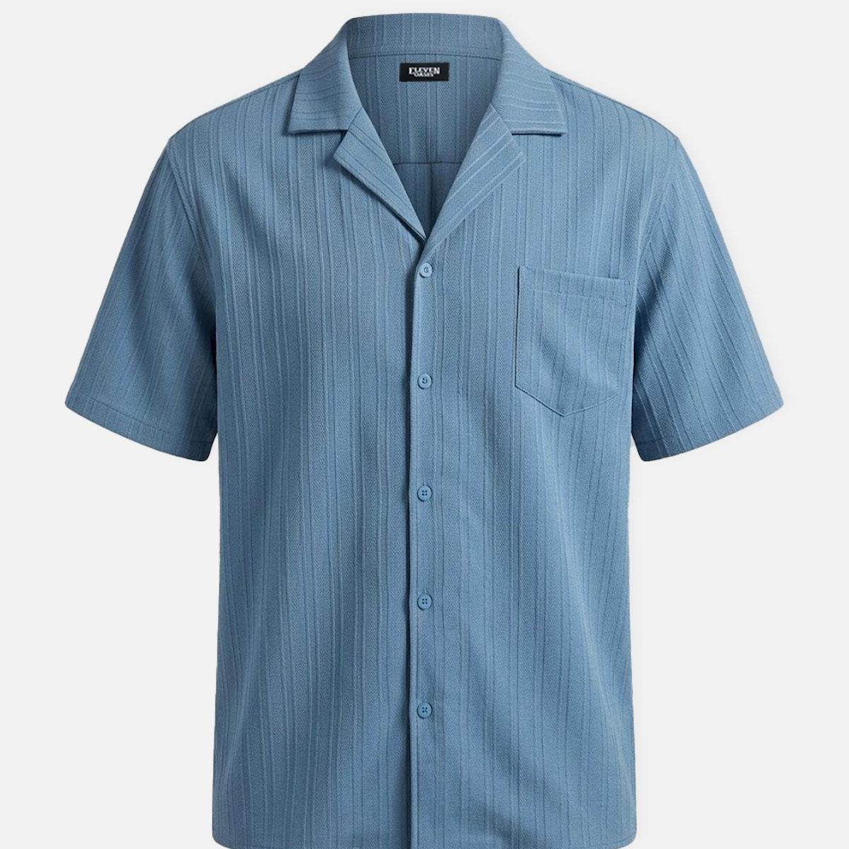 Men's Textured Camp Collar Short Sleeve Shirt ElevenOasis