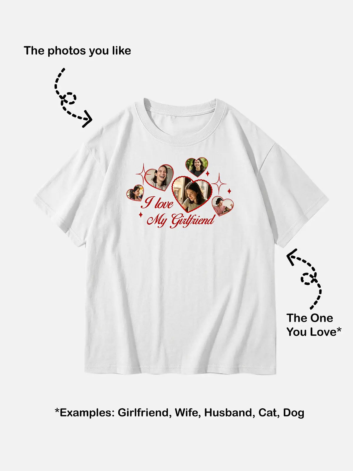 Custom Love Photo Cotton Short Sleeve T-Shirt Eleven Oasis