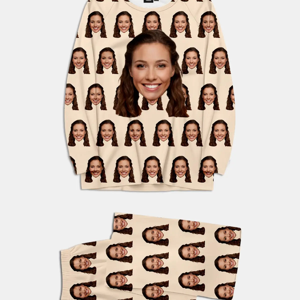 Custom Face Print Pajama Set Eleven Oasis
