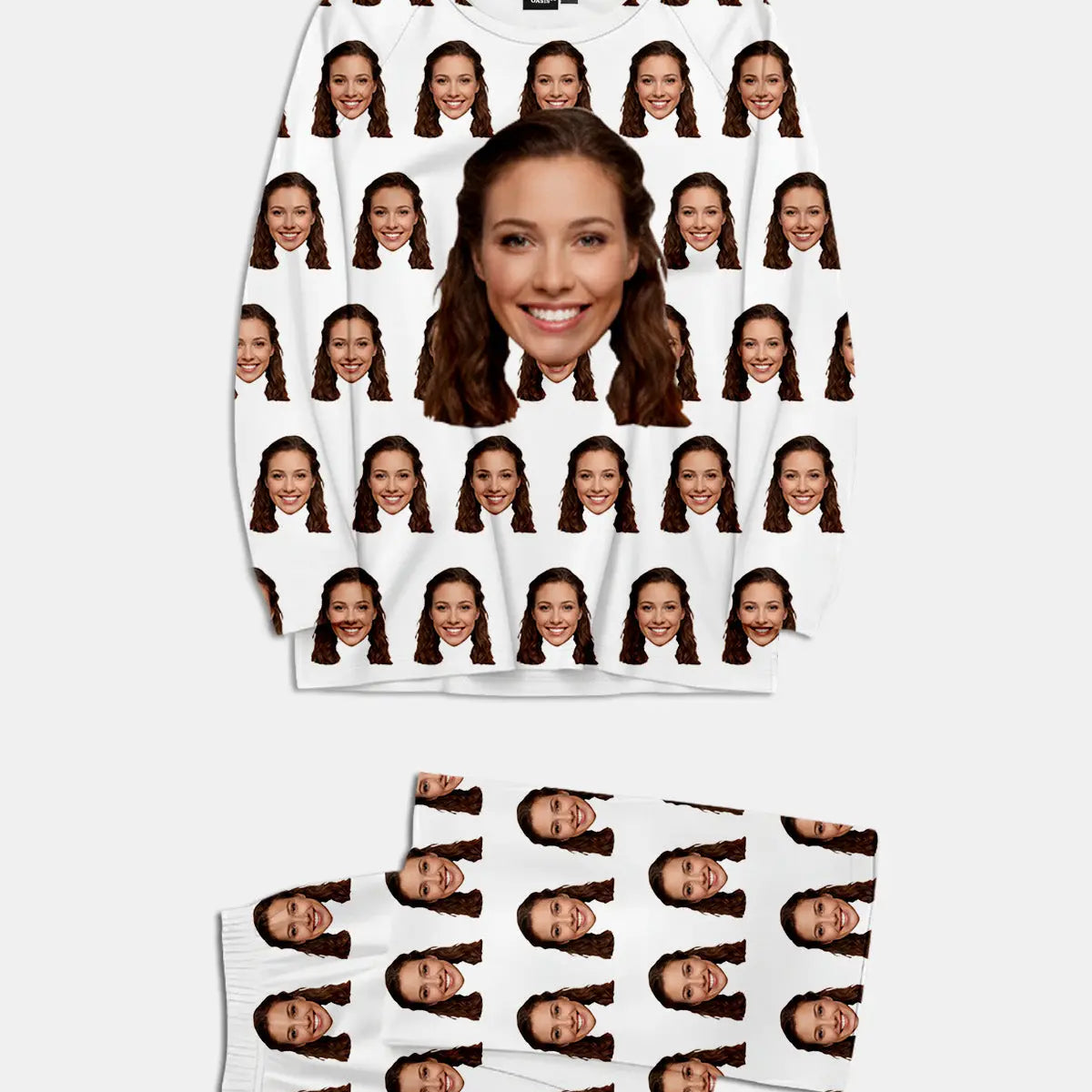 Custom Face Print Pajama Set Eleven Oasis