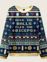 Deck The Balls Flex The Biceps Ugly Christmas Sweater Eleven Oasis