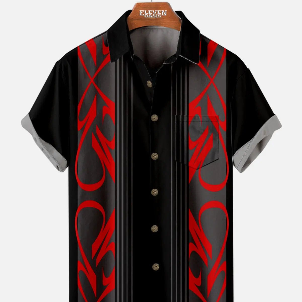 Men's Pinstripe Inspired Hot Rod Basic Every Day Short Sleeve Shirt