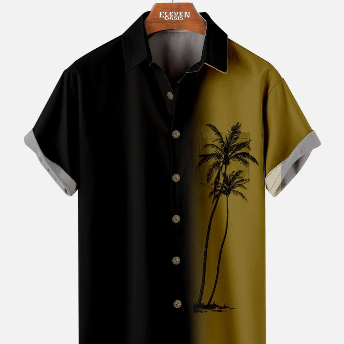 Tall Men's Gradient Palm Tree Hawaiian Short Sleeve Shirt ElevenOasis