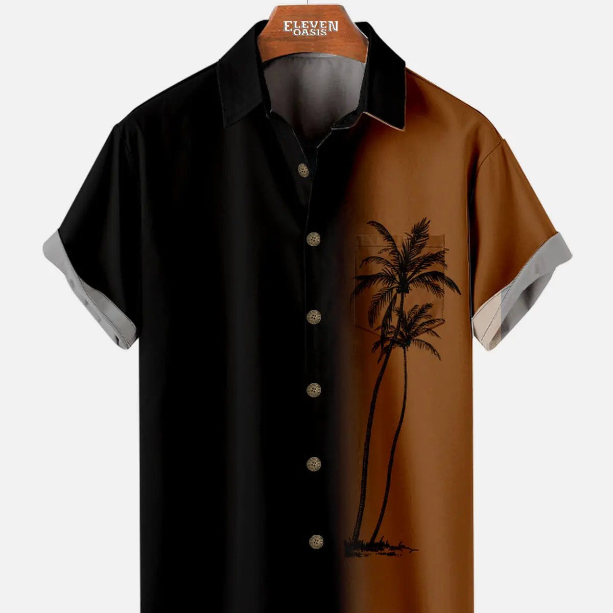 Tall Men's Gradient Palm Tree Hawaiian Short Sleeve Shirt ElevenOasis