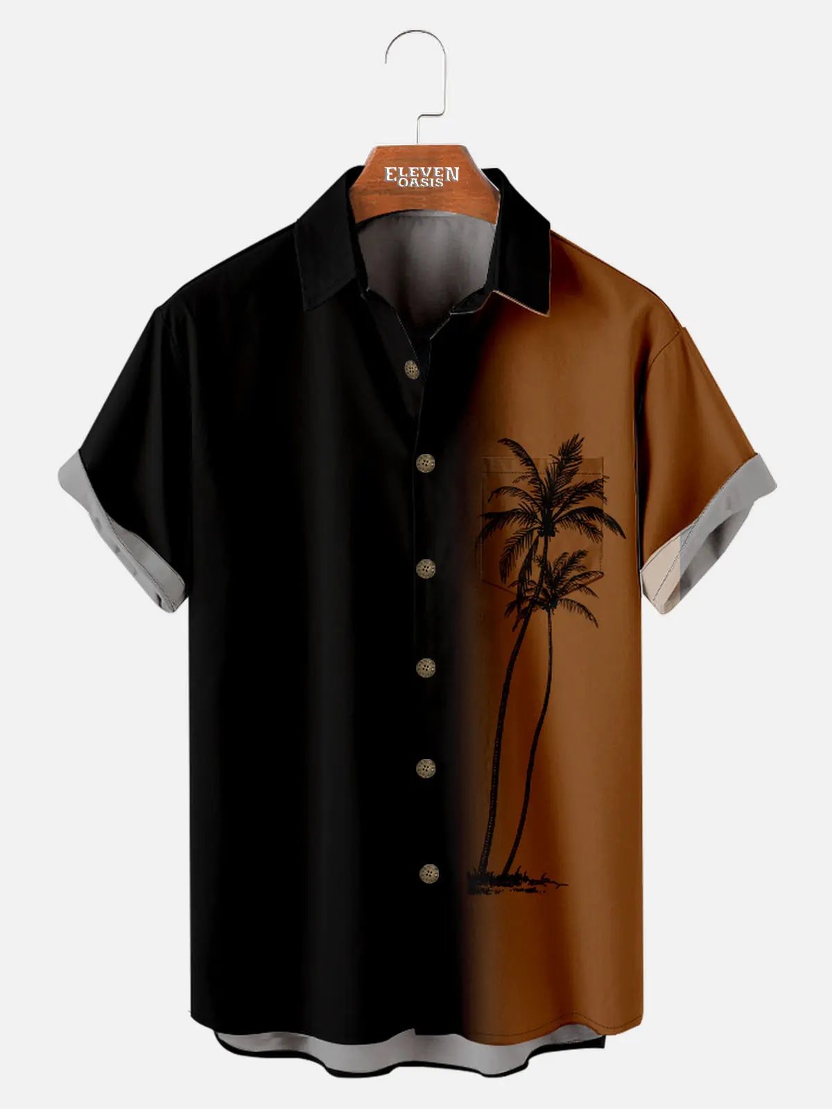 Tall Men's Gradient Palm Tree Hawaiian Short Sleeve Shirt ElevenOasis