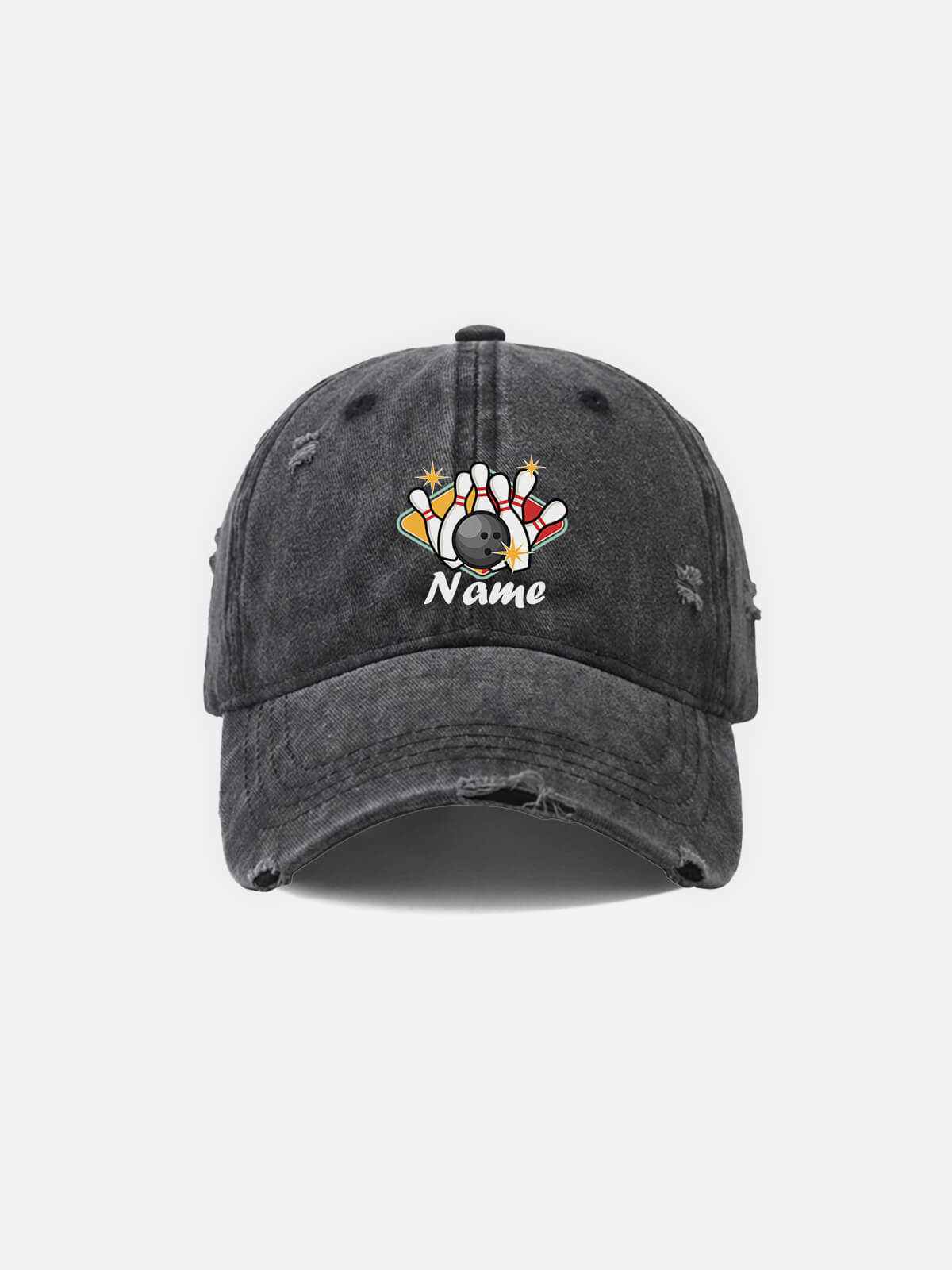 Customizable Bowling Team Distressed Washed Cotton Baseball Cap Eleven Oasis