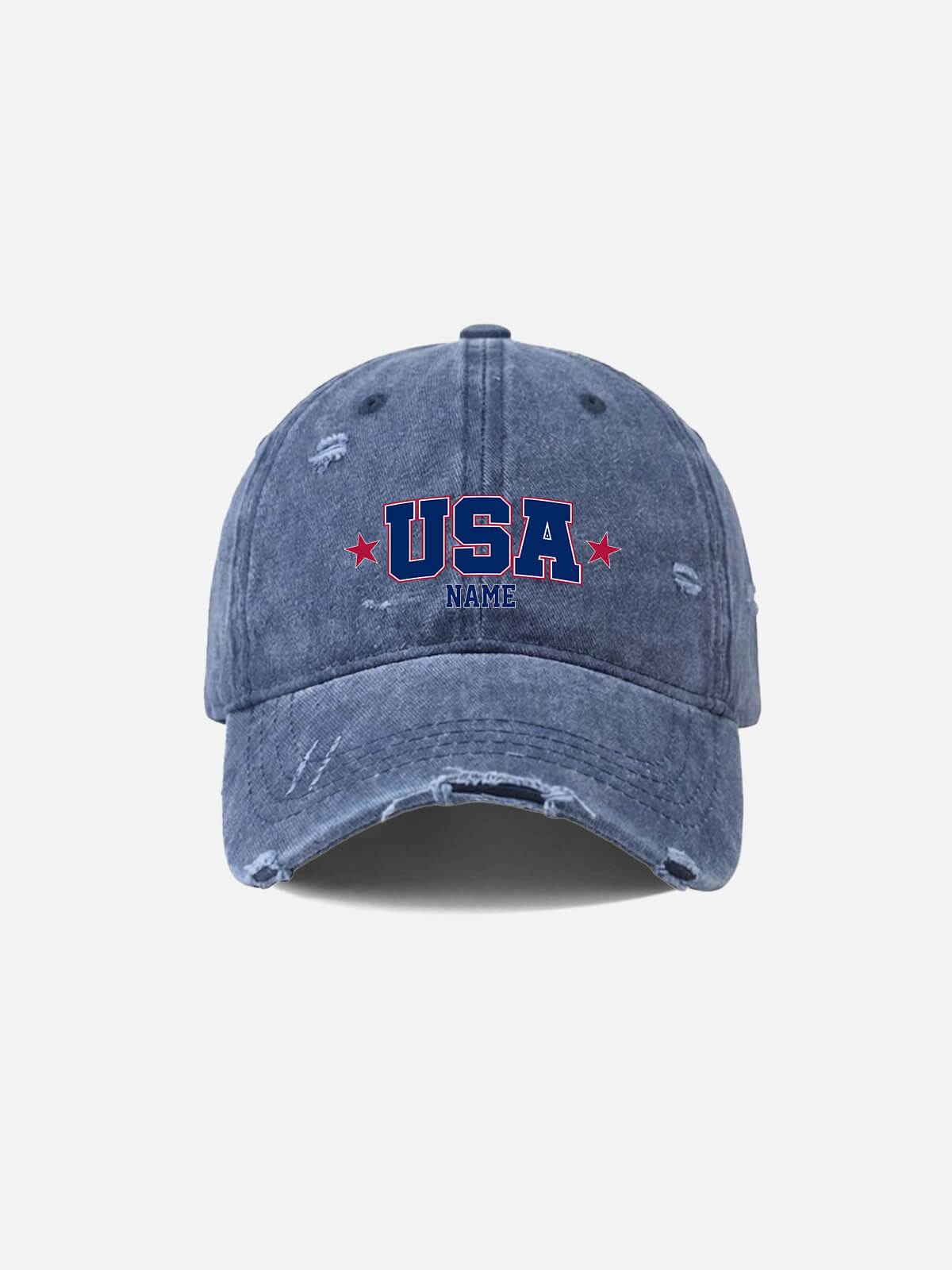 Customizable USA and Stars Distressed Washed Cotton Baseball Cap Eleven Oasis