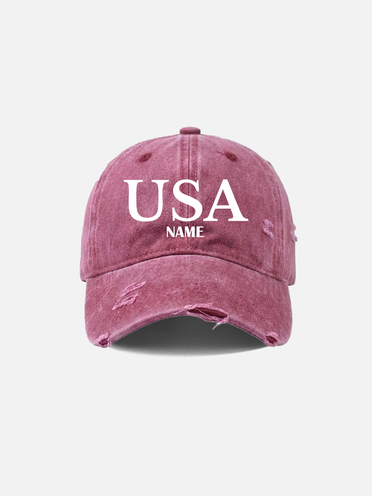 Customizable USA Distressed Washed Cotton Baseball Cap Eleven Oasis