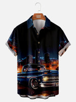 Men's Classic Car Night Skyline Short Sleeve ShirtMens short sleeve shirts Big and tall Mens shirts Short sleeve shirts for men Mens 4xl shirts Casual short sleeve shirts