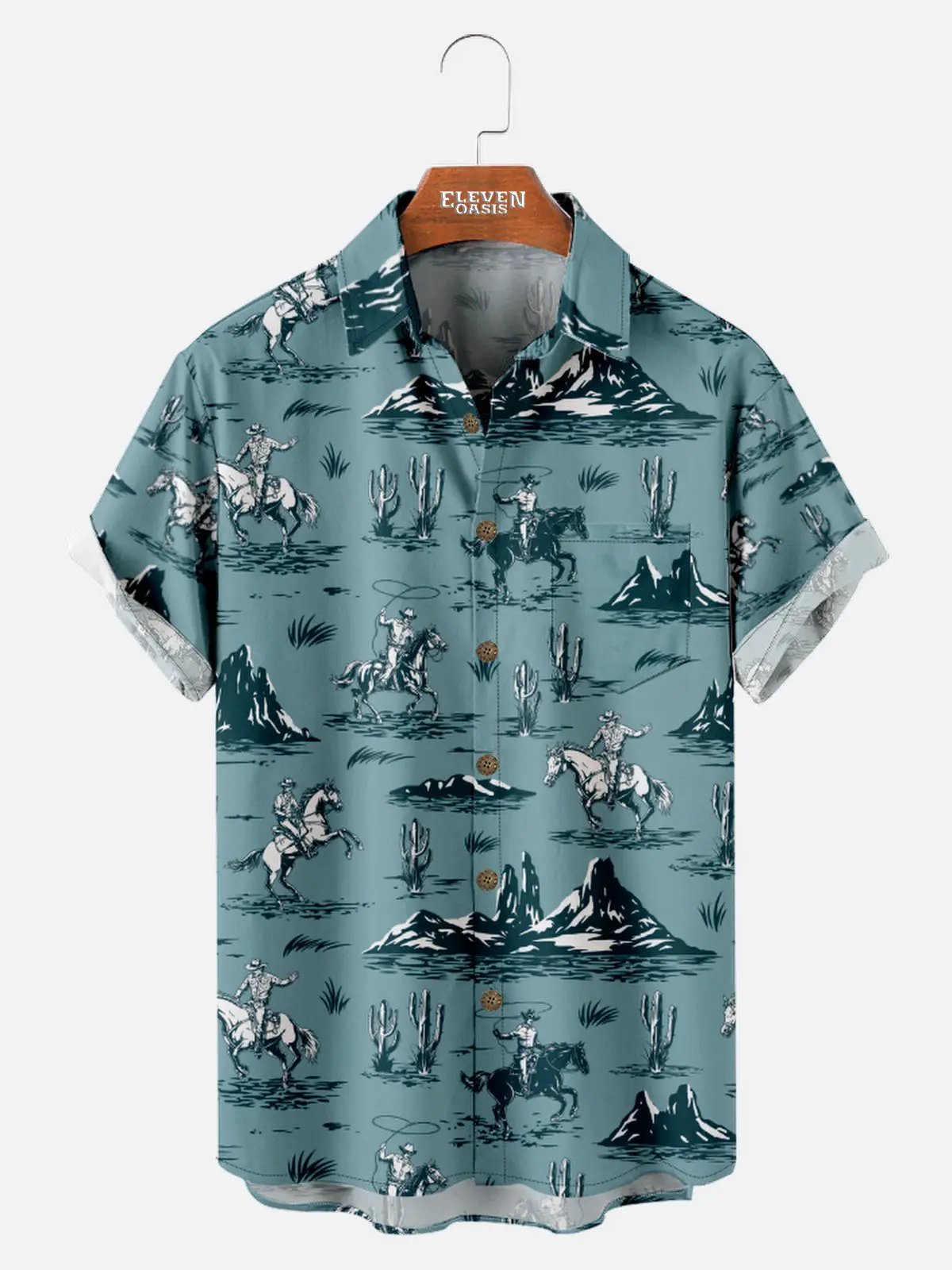 Men's Cowboys in the Desert All Over Print Short Sleeve Shirt ElevenOasis