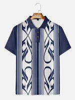 Men's Pinstripe Racing Panel Short Sleeve Polo Shirt Eleven Oasis