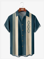 Men's Geometric Print Wrinkle Resistant Moisture Wicking Fabric Bowling Lapel Short Sleeve Hawaiian ShirtMens short sleeve shirts Big and tall Mens shirts Short sleeve shirts for men Mens 4xl shirts Casual short sleeve shirts