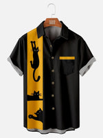 Men's Cats Bowling Short Sleeve ShirtMens short sleeve shirts Big and tall Mens shirts Short sleeve shirts for men Mens 4xl shirts Casual short sleeve shirts