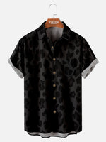 Tall Men's Classic Black Leopard Print Short Sleeve Shirt Eleven Oasis