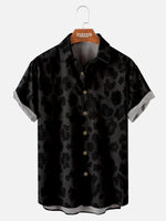 Tall Men's Classic Black Leopard Print Short Sleeve Shirt Eleven Oasis