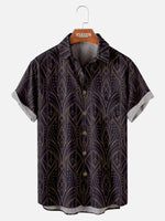 Tall Men's Art Deco Gatsby Pattern Short Sleeve Shirt ElevenOasis
