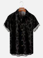 Men's Classic Black Leopard Print Short Sleeve Shirt ElevenOasis