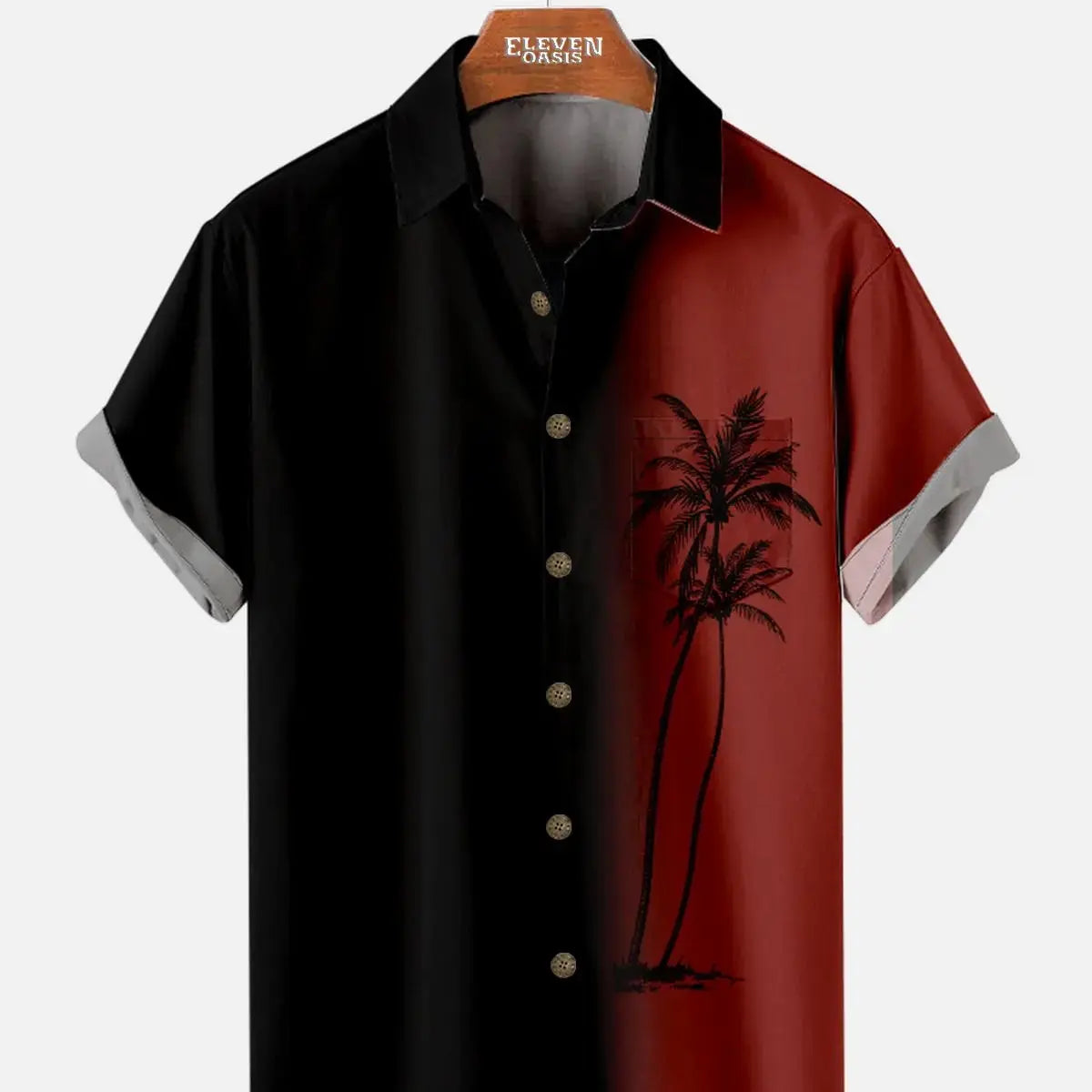 Tall Men's Gradient Palm Tree Hawaiian Short Sleeve Shirt ElevenOasis