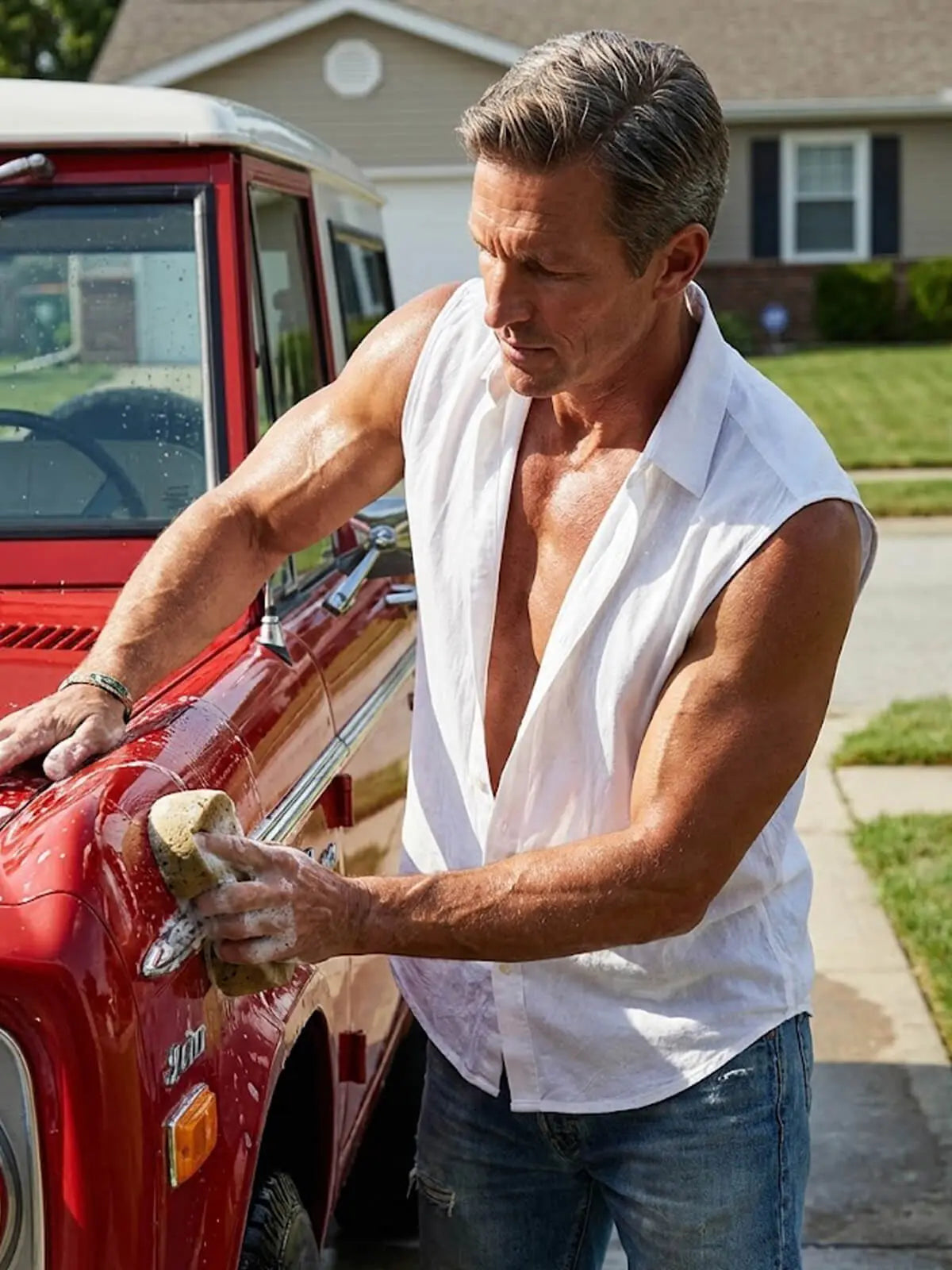 Men's Linen Sleeveless Button-Up Shirt Eleven Oasis