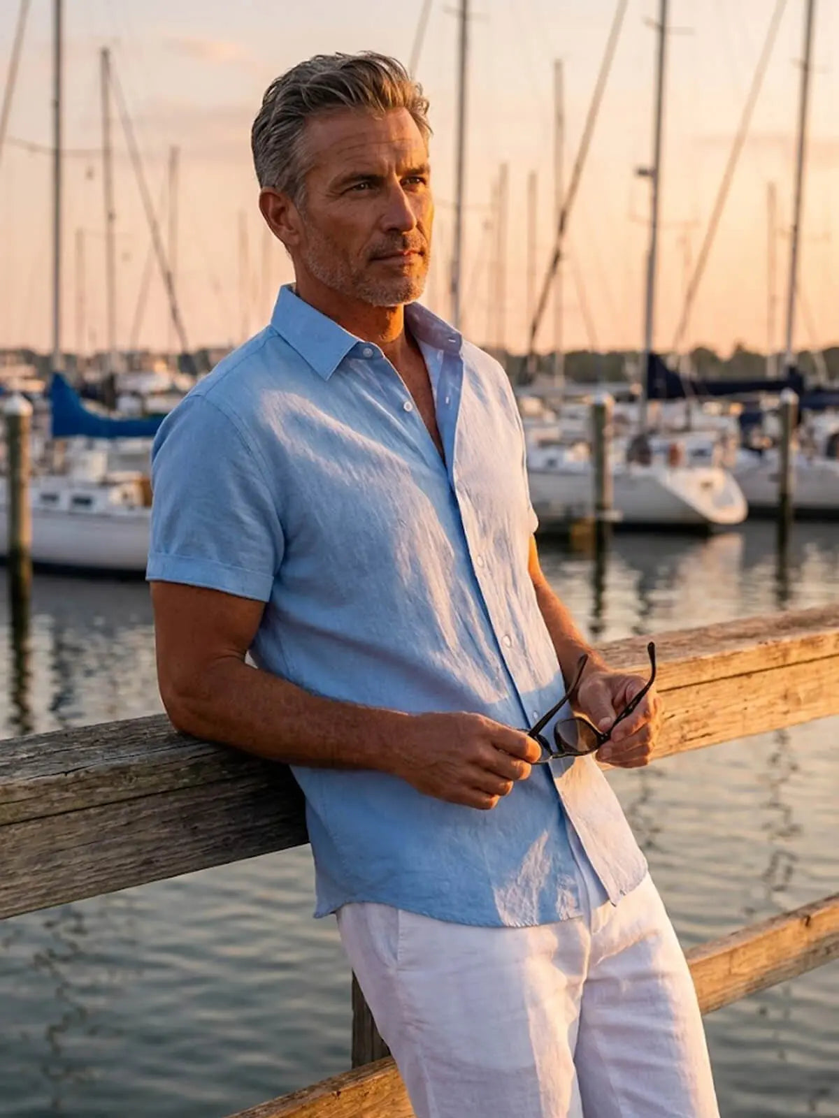 Men's Everyday Linen-Blend Short Sleeve Shirt Eleven Oasis