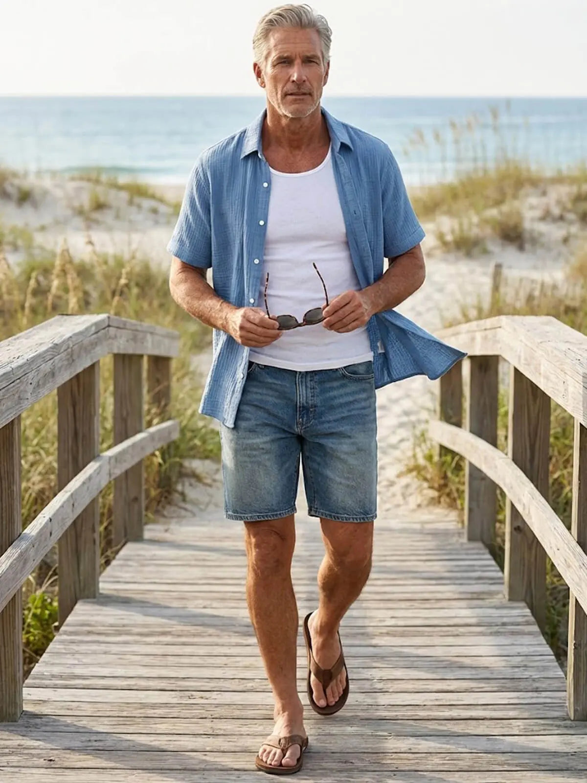 Men's Classic Cotton Crinkled Texture Short Sleeve Shirt Eleven Oasis